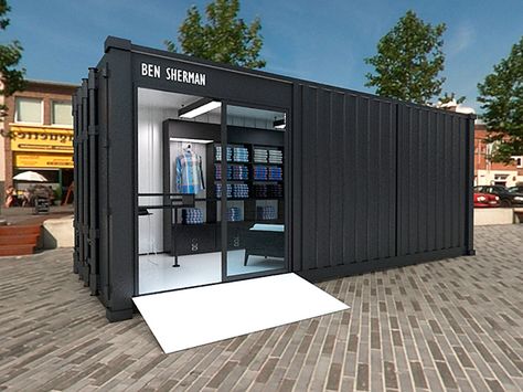 Shipping Container Design Plans, Shipping Container Store, Prefab Shipping Container Homes, Container Home Designs, Shipping Container Office, Container Homes For Sale, Shipping Container Design, Container Restaurant, Container Cafe