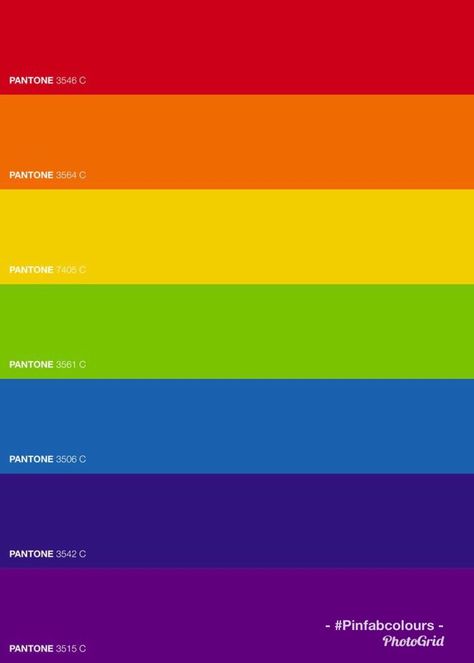 Rainbow colours by Pantone created by Pinfabcolours Rainbow Gradient Color Palette, Rainbow Order Of Colors, Rainbow Colors Palette, Kidcore Color Palette, Pantone Rainbow, Pop Colour Palette, Pop Art Color Palette, Rainbow Colors In Order, Pop Color Palette