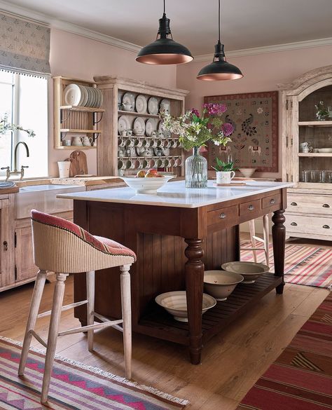 The most essential statement piece in any kitchen? A beautifully crafted kitchen island. 🏡 ⁠ ⁠ Our durable Kitchen Island is more than just a focal point; it creates the heart of the home, where family and friends gather. Carefully handmade in Northern India, these islands seamlessly blend traditional craftsmanship with contemporary design. ⁠ ⁠ Pair them with our Kilim exceptionally comfortable bar stools for a cosy, inviting space that's perfect for every occasion.⁠ ⁠ View in our Broadway an... French Kitchen Table, Bespoke Kitchen Island, Susie Watson, Interior Design Gallery, Bespoke Kitchen, Fabric Trimmings, French Kitchen, The Marble, Bespoke Kitchens