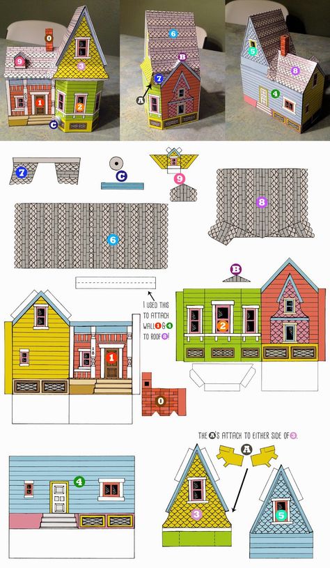 Peach Bum: UP HOUSE Printable Template! Up Carl Y Ellie, Paper Dollhouse, Paper House Template, House Printable, House Template, Paper Toys Template, Paper Doll House, Disney Up, Paper House