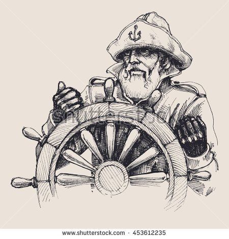 Portrait of a sailor vector drawing Sailor Tattoos, Typographie Inspiration, Sailor Tattoo, Pirate Tattoo, Boat Drawing, Sea Captain, Face Icon, Ship Drawing, Vector Portrait