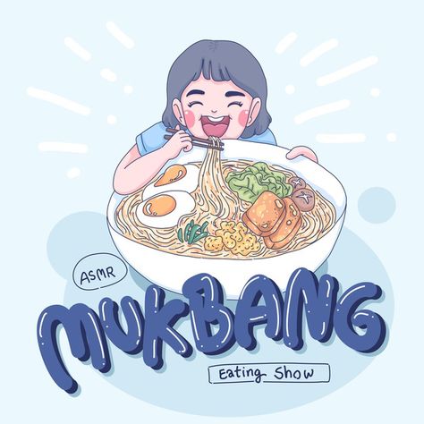 Mukbang cartoon illustration. Premium Ve... | Premium Vector #Freepik #vector #food #woman #girl #character 2d Food Illustration, Food Cartoon Aesthetic, Eating Food Illustration, Cartoons Eating, Food Animation, Happy Mothers Day Banner, Mother's Day Banner, Mother's Day Background, Cartoon Food