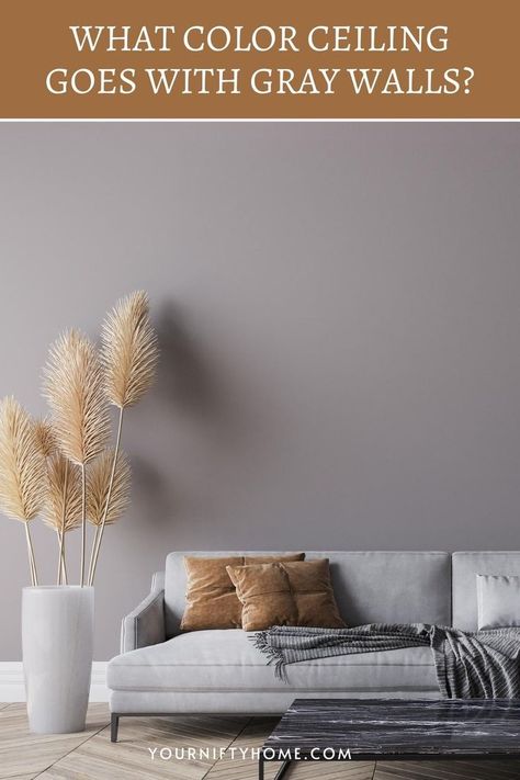 What Color Ceiling Goes With Gray Walls Ceiling Colors For Gray Walls, Gray Ceiling White Walls, Gray Walls And Ceiling, Grey Ceiling Paint, Gray Ceiling, Color Ceiling, Warm Grey Walls, Grey Painted Walls, Greige Walls