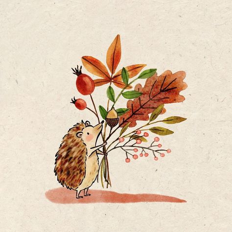 Annemieke • illustration (@miekesmakes) • Instagram photos and videos Autumn Drawing Inspiration, Autumn Storybook Art, Fall Themed Drawing Ideas, Squirrel Illustration Drawing, Autumn Cute Drawing, November Illustration Art, Autumn Drawings Ideas, Fall Pictures Drawing, Foraging Illustration