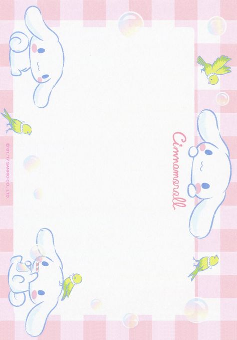 Sanrio Cinnamoroll Memo w/ Stickers (2017) Memo Pad Design, Hello Kitty Printables, Writing Paper Printable Stationery, Note Writing Paper, Writing Paper Printable, Memo Notepad, Memo Paper, Sanrio Cinnamoroll, Stickers Kawaii