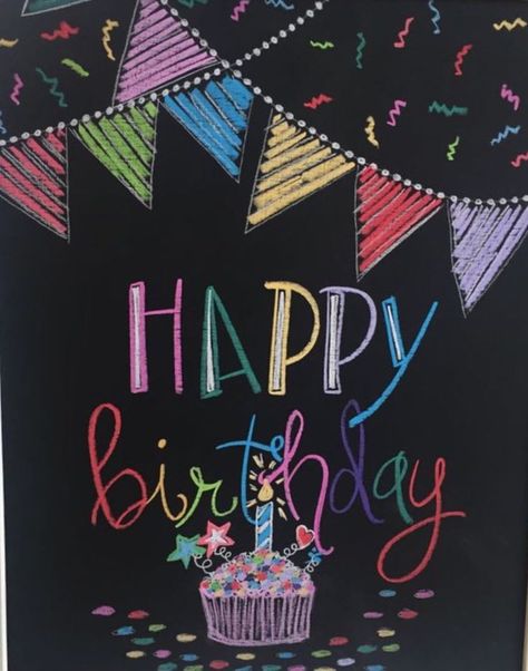 Happy Birthday Black Board Ideas, Chalk Happy Birthday, Celebration Chalkboard Art, Chalk Birthday Art, Chalkboard Birthday Art, Happy Birthday Chalkboard Art Easy, Happy Birthday Board Ideas, Happy Birthday Chalk Art, Chalkboard Art Birthday