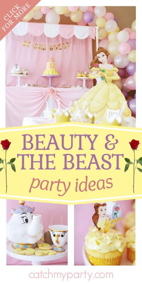 Don't miss this magical Beauty and the Beast birthday party! The cupcake sare so impressive! See more party ideas and share yours at CatchMyParty.com Beauty And The Beast Cake Birthdays, Princess Belle Party, Beauty And The Beast Birthday, Belle Birthday Party, Beauty And Beast Birthday, Belle Cake, Beauty And The Beast Theme, Belle Birthday, Beauty And Beast