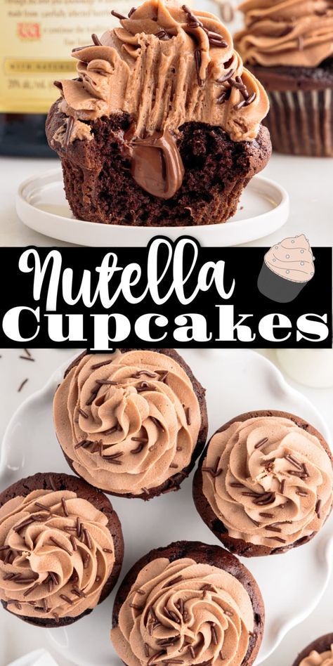 Nutella Cake Recipes, Nutella Cupcakes Recipe, Chocolate Nutella Cake, Nutella Birthday Cake, Nutella Recipes Cake, Paleo Cakes, Nutella Mousse, Nutella Frosting, Cheesecake Frosting