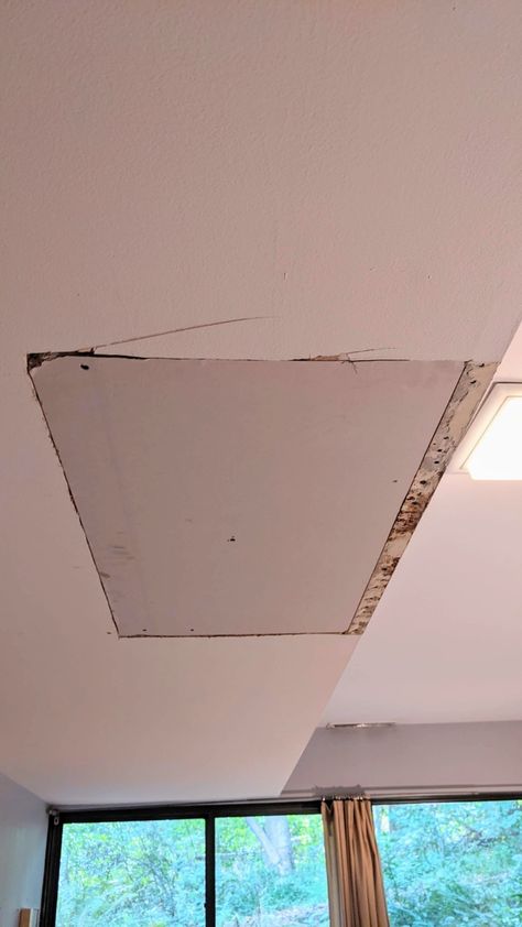 Repair Ceiling Water Damage, Toilet Vent, Water Damaged Ceiling, Repair Ceilings, Ceiling Repair, Kitchen Soffit, Bathroom Vent Fan, Baseboard Trim, Water Damage Repair