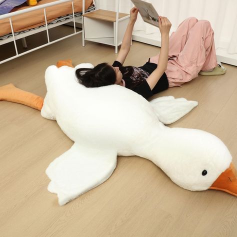 PRICES MAY VARY. Surprising Large: the giant goose stuffed animal has a huge size about 75 inches/ 190 cm, big enough to attract attention and cuddle with anyone, your friend and families will fall in love with its soft body because of the cozy polyester, soft plush fur fabric material Release Stress in Life: the white goose plush animal pillow symbolizes purity, beauty and safety; when hugging or snuggling a goose after a hard work, you can be fully released, and soon fall into a moment of rela Comfort Playlist, Goose Stuffed Animal, Goose Plush, Duck Stuffed Animal, Snack Basket, Giant Stuffed Animals, Large Stuffed Animals, Sleeping Pillow, Body Pillows