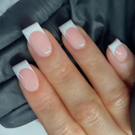 Thicker French Tip Nails, French Manicure Thick White, French Tip Nails Thick White, French Nails Thick White, Thick White French Tip Nails, Thick French Tip Nails, Toenails Colors, Thick French Tip, Nude French Manicure