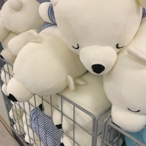 #plushies #plush #homedecor #polarbears #tumblr #aesthetic #cute #white #dolls Baby Blue Aesthetic, Cream Aesthetic, Kawaii Plushies, Korean Aesthetic, Trik Fotografi, Beige Aesthetic, Cute Stuffed Animals, Beanie Babies, Aesthetic Colors