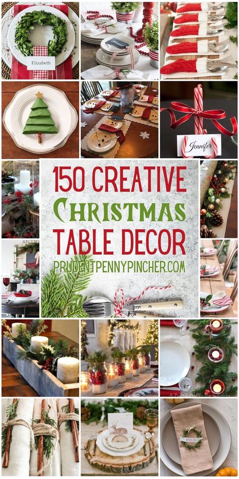 Give your dining room table a festive makeover with these beautiful DIY Christmas table decor ideas. From rustic to farmhouse Christmas centerpieces, there are Christmas table decorations for every style and budget. These Christmas tablescapes are sure to impress your Christmas party guests and family. Christmas Dinning Table Decor, Diy Christmas Table Decor, Christmas Table Decor Ideas, Christmas Coffee Table Decor, Christmas Table Decorations Diy, Christmas Dining Table Decor, Christmas Place Settings, Christmas Party Table, Diy Christmas Table