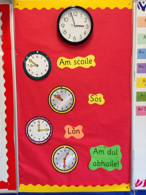 Naíonáin bheaga. Helping children to tell when lunch and home time is. Classroom routine. Gaelscoil Senior Infants Classroom, Senior Infants, Dip Ideas, School Kids Activities, September Activities, Senior Games, School Art Activities, Infant Classroom, Maths Games