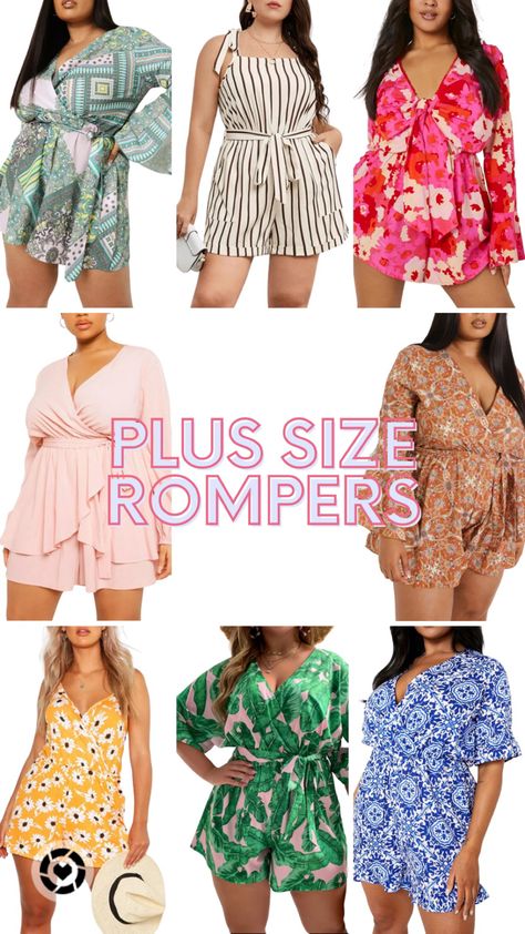 Plus Size Romper Outfit, Plus Size Outfits For Summer, Curvy Rompers, Plus Size Rompers, Outfits For Summer, Summer Jumpsuit, Practical Fashion, Plus Size Romper, Wrap Romper