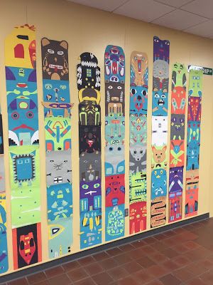 Thomas Elementary Art: Totem Poles by 4th Grade Native American Art Projects, Totem Pole Art, Collaborative Art Projects, Pole Art, 4th Grade Art, 3rd Grade Art, Totem Poles, Art And Craft Videos, Ecole Art