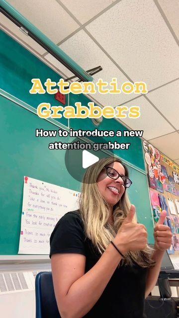 Connected Start, Mom & Baby Classes, Educator Training, Speaker on Instagram: "Strong classroom management is essential at the beginning of every school year.   An important part of classroom management are strategies to get your students’ attention when they are working in groups, tidying up, during free play or anytime your classroom is in action.   How you introduce a new attention grabber is also important to the successful use of that attention grabber. I always practise a new attention grabber by asking the students to pretend to have a conversation with a classmate they are sitting beside. I start by saying, “Blah, blah, blah, blah, blah.” They love this and quickly and loudly start copying. Then, I yell out the attention grabber and they respond! We practise a few times and it work Teacher Attention Grabbers, Class Attention Grabbers, Attention Grabbers For Preschoolers, Classroom Chants Attention Grabbers, Preschool Attention Getters, Catchy Phrases Attention Grabbers, Kindergarten Attention Grabbers, Attention Grabbers Preschool, Attention Grabbers For Classroom