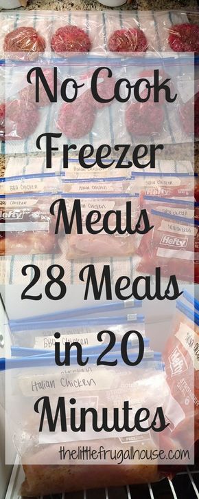 Get ahead and make some quick dinners for those busy nights! These no cook freezer meals are perfect for busy families! Get 28 meals made in 20 minutes! No Cook Freezer Meals, Freeze Ahead Meals, Bulk Cooking, Freezer Dinners, Slow Cooker Freezer Meals, Freezer Friendly Meals, Freezable Meals, Freezer Meal Planning, Make Ahead Freezer Meals