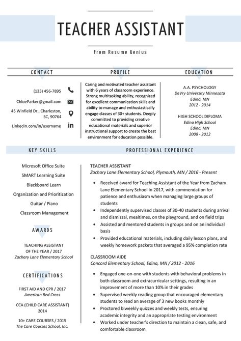 Teaching Resume Examples, Preschool Teacher Resume, Elementary Teacher Resume, Teacher Cv, Teacher Job, Teacher Career, Teacher Resume Examples, Teaching Resume, Education Resume