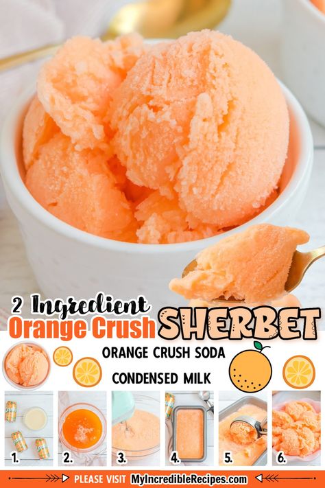 Orange Crush Ice Cream, Orange Sherbert Ice Cream, Orange Crush Recipe, Orange Sherbet Recipe, Sherbet Ice Cream, Sherbet Recipes, Orange Ice Cream, Orange Crush Soda, Orange Sherbert