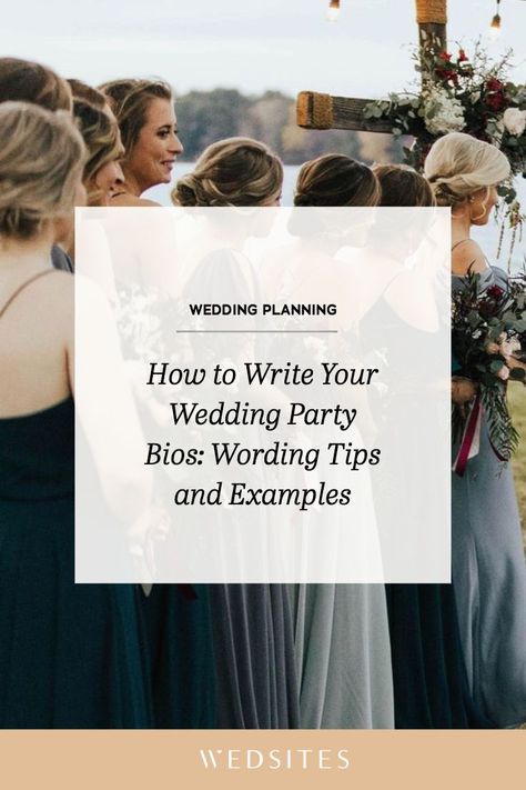 Some bridesmaid and groomsmen bio examples to draw inspiration from, and our helpful wording tips and etiquette guidelines to get you started, too. Bridal Party Introductions, Wedding Party Bio Examples, Bio Template, Wedding Website Examples, German Wedding, Website Examples, Bridal Shower Planning, Low Cost Wedding, Tiffany Wedding