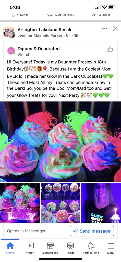 Glow In Dark Cupcakes, Glow In The Dark Treats, Glow In The Dark Food Ideas, Glow In The Dark Cupcakes, Birthday Cupcakes Boy, Diy Glow, Dark Party, Glow Birthday, Cupcake Wars