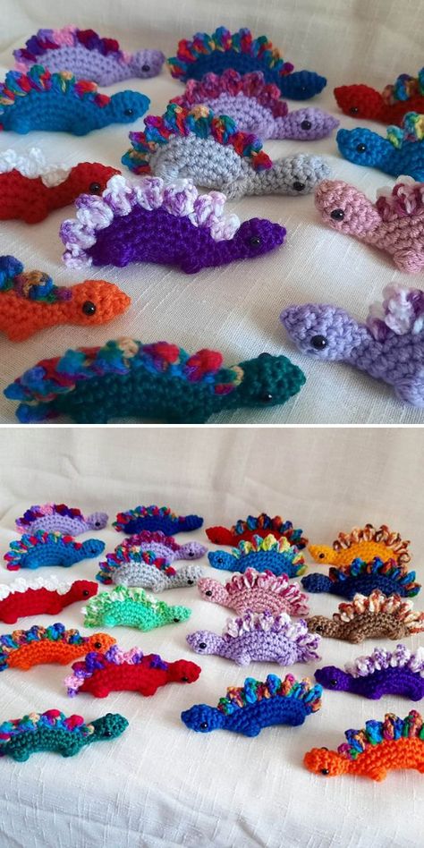 All In One DINOSAUR (Stegosaurus) Amigurumi Free Crochet Pattern Leftover Yarn Project, Yarn Projects Crochet, Dinosaur Stegosaurus, Crochet Dinosaur Patterns, Leftover Yarn, Crochet Dinosaur, Amigurumi Animals, Crochet Dragon, Crochet Animals Free Patterns