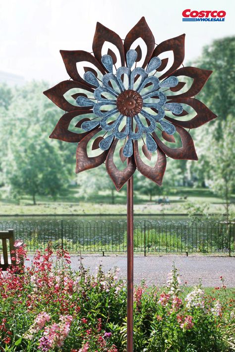 Two-Tone Wind Catcher Solar Wind Spinners, Kinetic Wind Spinners, Garden Wind Spinners, Metal Windmill, Metal Wind Spinners, Wind Sculptures, Kinetic Sculpture, Garden Accents, Wind Spinners