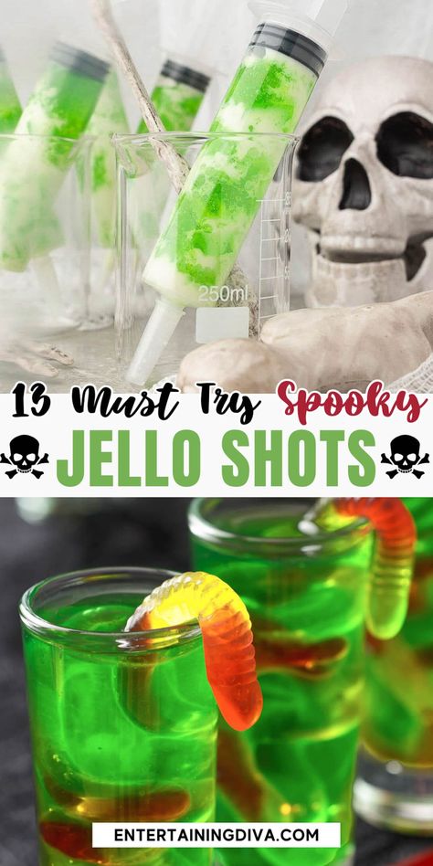 Gummy Worm Jello Shots, Diy Jello Shots, Jameson Jello Shots, Hello Shots Halloween, Halloween Jelly Shots, How To Make Jello Shots With Vodka, Jell-o Shots Halloween, Halloween Hello Shots, Halloween Jello Shooters