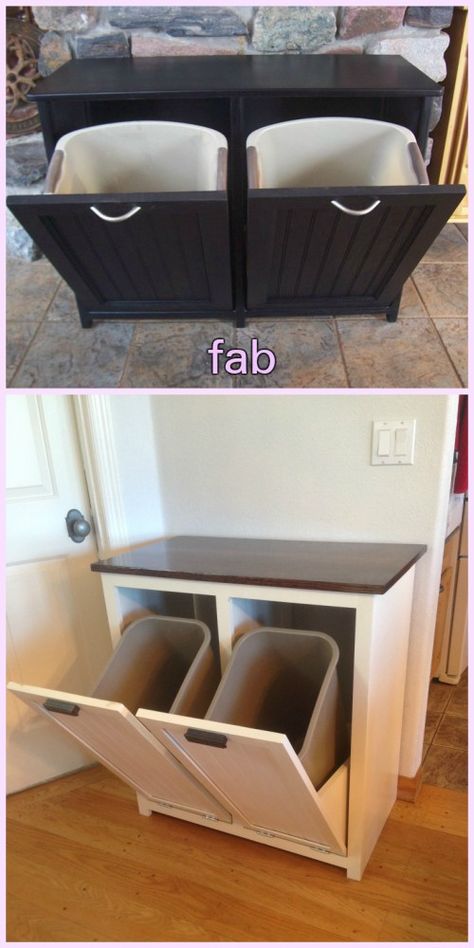 Diy Tilt Out Trash Can, Tilt Out Trash Can Cabinet, Tilt Out Trash Can, Can Cabinet, Trash Can Cabinet, Cocina Diy, Diy Muebles Ideas, Wood Plans, Trash Bins