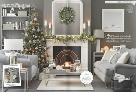 Scandinavian ChristmasCoffee Table 2 Dark Grey Sofa, Holiday Living Room Decor, Gray Living Room, Living Room Christmas, Christmas Staircase, Grey Living Room, Decorate For Christmas, Living Room Decor Gray, Grey Sofa