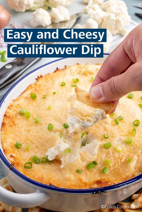 Cheesy Cauliflower Dip, Cauliflower Cheese Dip, Cauliflower Dip Recipes, Neufchatel Cheese Recipes, Cheeses Cauliflower, Baked Cheesy Cauliflower Dip, Cheesy Cauliflower Melt Recipe, Cheesy Cauliflower Melt, Dip Recipies