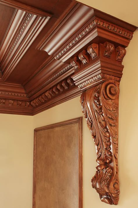 Wood Coffered Ceiling, Interior Millwork, Entry Door Designs, Cornice Design, Wooden Pillars, Single Door Design, Wood Carving Furniture, Wooden Main Door Design, Temple Design For Home