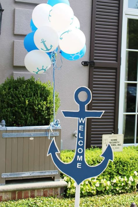 Nautical Birthday Party Ideas | Photo 2 of 27 | Catch My Party Nautical 1st Birthday, Nautical Baby Shower Boy, Nautical Birthday Party, Deco Marine, Nautical Themed Party, Nautical Birthday, Trendy Baby Shower Ideas, Nautical Party