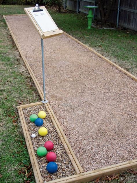 Backyard Bocce, Playground Landscaping, Bocce Ball Court, Bocce Court, Diy Playground, Bocce Ball, Ball Holder, Outdoor Play Area, Backyard Playground