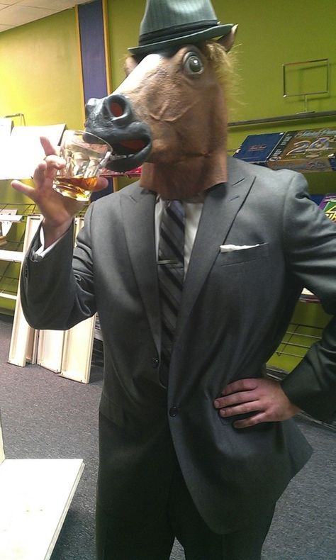 Have a sip | 27 Things You Can Do While Wearing A Horse Mask Horse Mask, Funny Horse, Horse Head, A Horse, New Wave, You Can Do, The Internet, Funny Pictures, Funny Memes