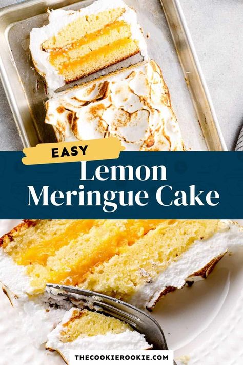 Lemon Meringue Angel Food Cake, Meringue Cake Recipe, Lemon Meringue Cake, The Cookie Rookie, Desserts Cake, Cookie Rookie, Meringue Cake, Easter Desserts Recipes, Recipes Baking