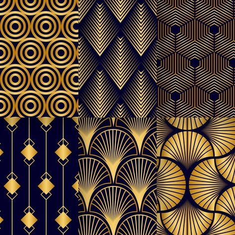 Collection of golden art deco patterns | Free Vector #Freepik #freevector #pattern #template #art #elegant Garland Illustration, Deco Violet, Gold Art Deco Pattern, Arte Art Deco, Art Deco Motifs, Template Art, Motifs Art Nouveau, Art Deco Ideas, Art Deco Artwork