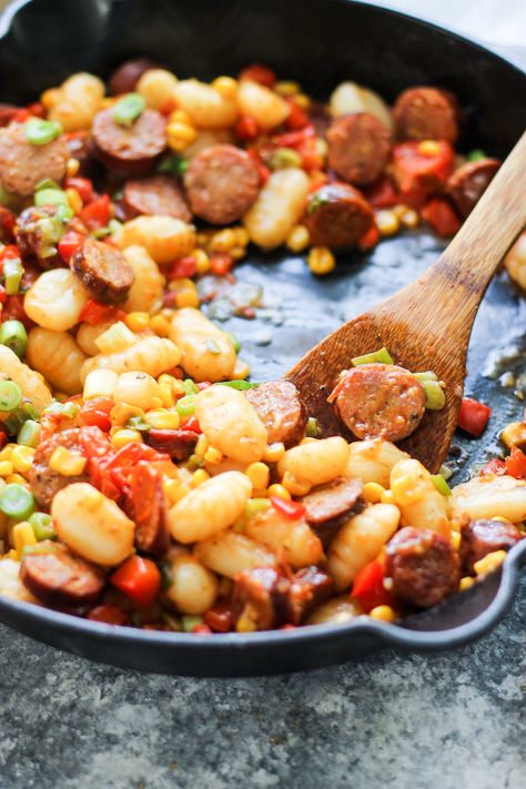 Andouille Sausage Gnocchi, Polish Sausage And Gnocchi Recipes, Smoked Sausage Gnocchi, Gnocchi And Andouille Sausage Recipes, Smoked Sausage And Gnocchi Recipes, Recipes With Farmer Sausage, Smoked Sausage Dinner Recipes, Smoked Sausage And Veggies, Try New Food