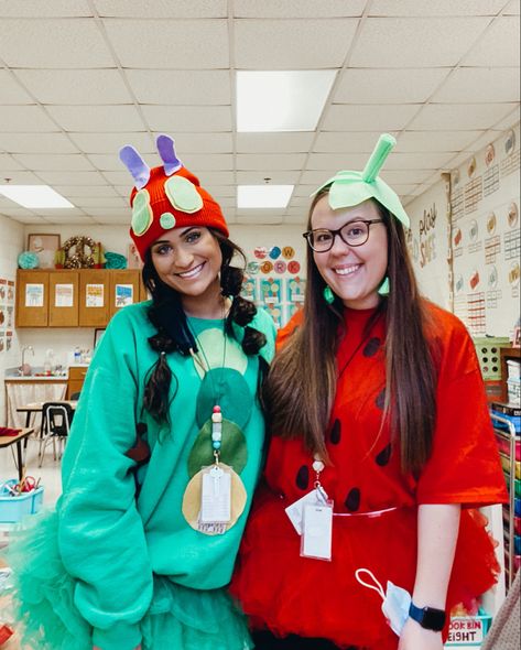 Crayon Book Character Costume, Struggle Bus Costume, Eric Carle Book Character Costumes, Fun Teacher Costumes, Literacy Character Costumes, Teacher Halloween Costumes Book Characters, Teacher Matching Halloween Costumes, Hungry Caterpillar Costume Teacher, Hungry Caterpillar Group Costume