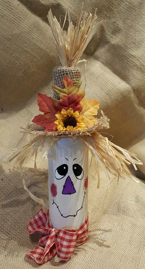 My version of a wine bottle scarecrow! Halloween Party Decorations Diy, Halloween Food Ideas For Parties, Food Ideas For Parties, Easy Halloween Craft, Halloween Craft Ideas, Harvest Crafts, Party Decorations Diy, Ideas For Parties, Scarecrow Face