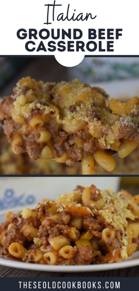 Baked Goulash, Italian Ground Beef, Ground Beef Casserole Recipes, Old Cookbooks, Ground Beef Casserole, Beef Casserole, Goulash, Dinner Idea, Delicious Dinner