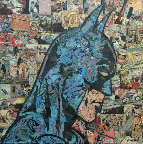 Batman | 11  Nerdy Comics Collages You Have To Really Look At Batman Collage, Comic Collage, Batman 2, The Bat Man, Foto Transfer, Comic Poster, Comic Characters, Im Batman, Bd Comics