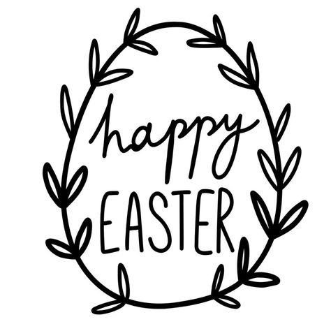 Doodle happy easter vector lettering in egg isolated. Hand drawn black and white branches cute calligraphy. Easter Doodles, Easter Fonts, Custom Treats, Easter Vector, Cute Calligraphy, Easter Chalkboard, March Calendar, Bullet Journal Work, Easter Poster