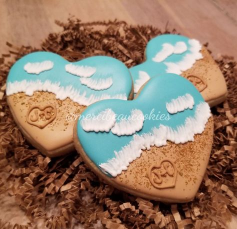 Beach Theme Bridal Shower Cookies, Hot Chocolate Wedding Favors, Spring Flower Cookies, Wedding Cookies Decorated, Beach Reception, Wedding Favours Bottles, Bridal Cookies, Beach Cookies, Succulent Wedding Favors