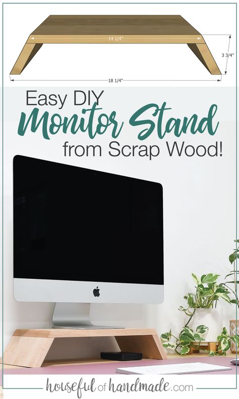 Diy Monitor Stand, Monitor Stand Diy, Diy Laptop Stand, Multi Purpose Office, Scrap Wood Project, Pretty Desks, Diy Laptop, Wood Scraps, Office Guest Room