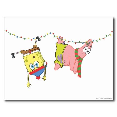 Sponge Bob  Patrick Hang On Lights Postcard Sketch Quotes, Spongebob And Patrick, Wood Yard Art, Punk Disney, Frozen Disney Movie, Cute Christmas Wallpaper, Sponge Bob, Christmas Card Crafts, Cute Doodles Drawings