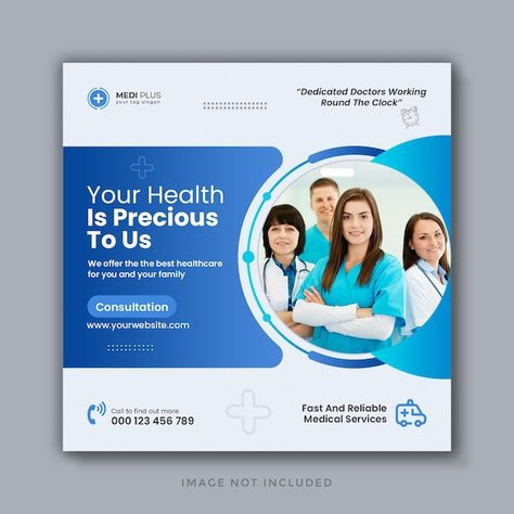 Healthcare social media post flyer and w... | Premium Psd #Freepik #psd #banner #business #doctor #health Health Poster Design Creative, Doctor Social Media Post, Health Poster Design, Hospital Social Media, Holi Post, Doctor Banner, Medical Social Media Post, Creative Banner Design, Health Banner