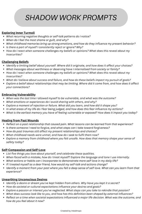 Embark on your journey of growth with this Shadow Work Journal. Explore the hidden aspects of your psyche, guided by 50 insightful prompts and exercises. Start your Shadow work now and start your journey of self-discovery, healing, and personal growth. Shadow Work Personality, Guided Shadow Work, Career Shadow Work, Guided Journaling Prompts, Shadowing Journal Prompts, Triggers Journal Prompts, Spiritual Shadow Work Prompts, Guided Meditation For Healing, Journal Prompts Boundaries