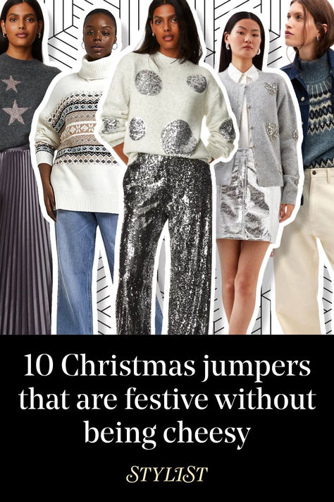 Step away from novelty Christmas knits, these chic festive jumpers are the stylish alternatives you’ll want to wear on heavy rotation for the rest of the year. These jumpers have a hint of sparkle, a sprinkling of stars or a subtle Fair Isle print, the kind of Xmas jumpers you can actually get away with wearing for so many dates in your diary – just add jeans, leather trousers or slip skirts to complete the look. Xmas Jumper Outfit, Cool Christmas Jumpers, Christmas Jumper Outfit, Christmas Knits, Xmas Jumpers, Grey Christmas, Jumper Outfit, Slip Skirts, Chic Christmas